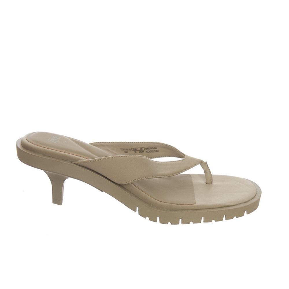 Zara Beige Heel Thong Sandals - Size 38 (US 7.5-8) - Picture 4 of 6